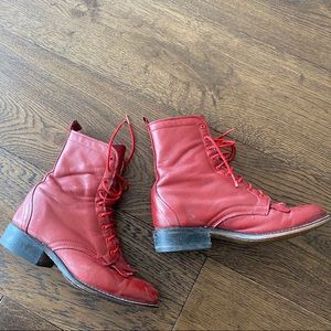 Vintage 1980s Laredo Western Lace Up Leather Boots